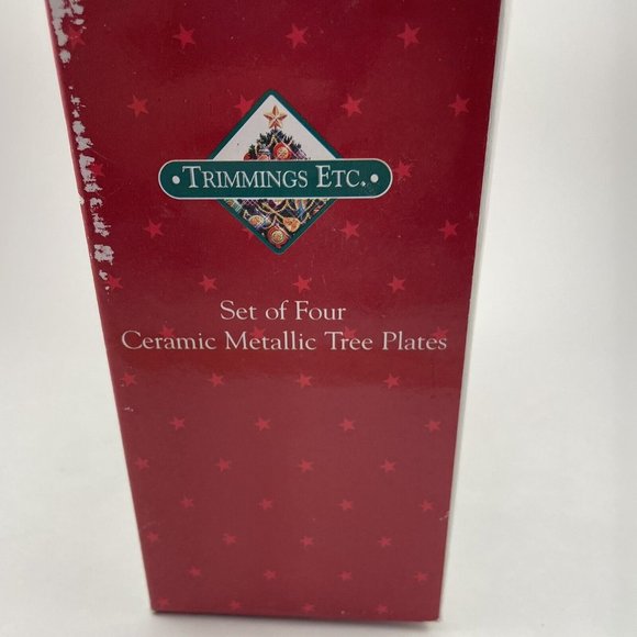 Holiday Tree Plates by Trimmings Etc. 4 Ceramic Metallic Small Serving Plates - Picture 9 of 11